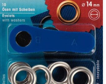 Prym Ojales y arandelas, 14 mm, color plateado