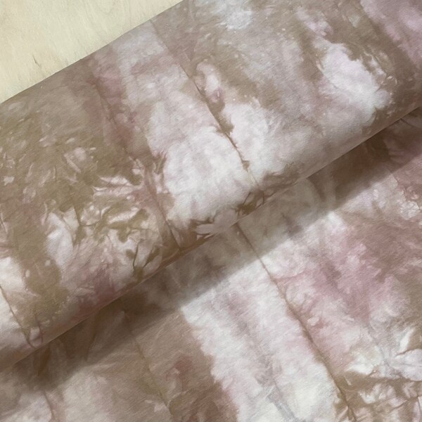 Tissu éponge rose et taupe tie-dye