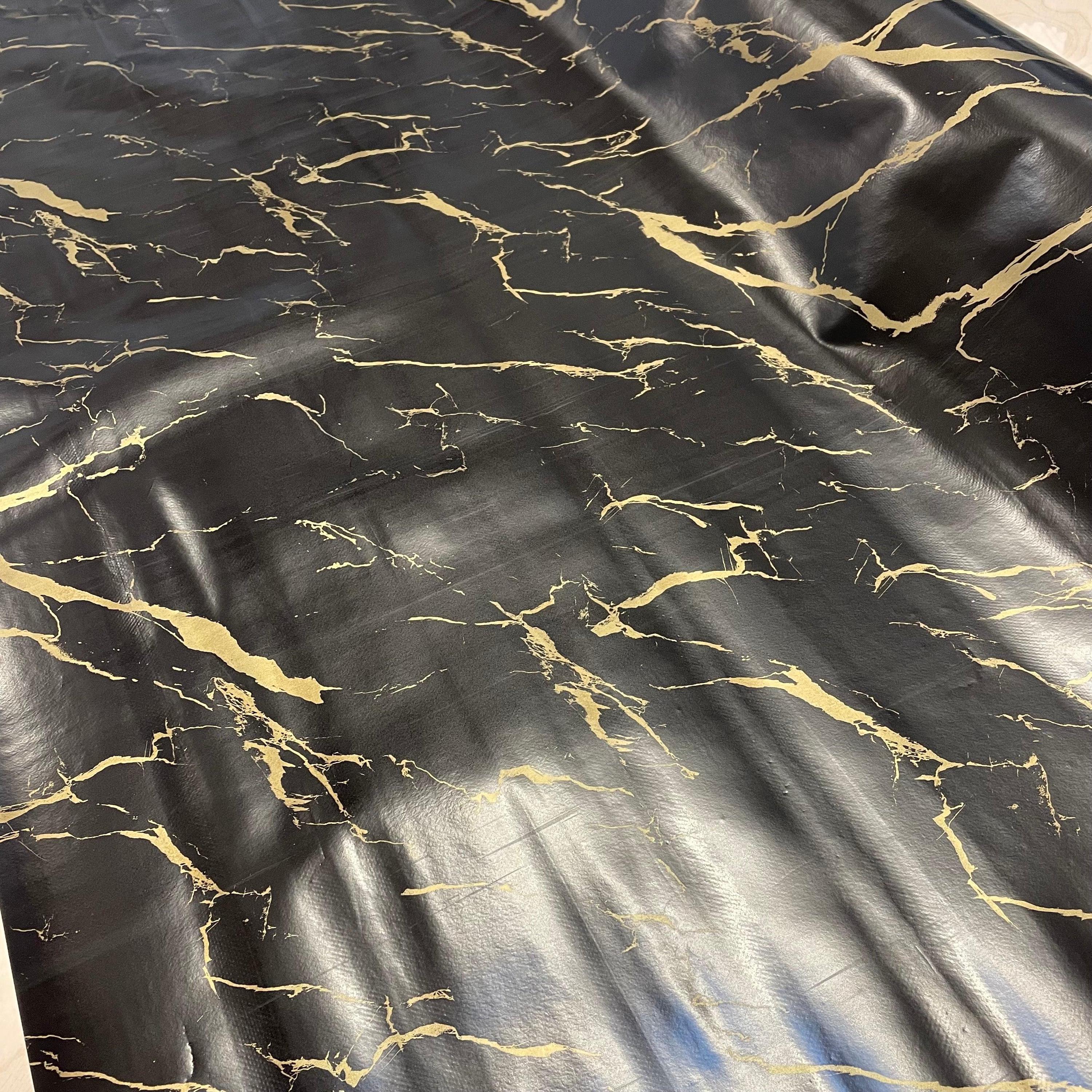 Vinile PVC effetto marmo nero e oro, tela cerata
