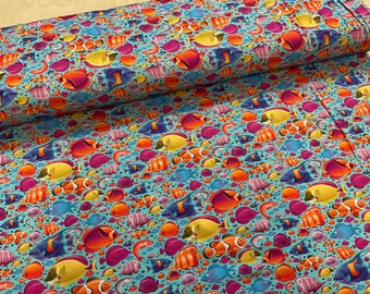 Colourful Fish Cotton Jersey Fabric