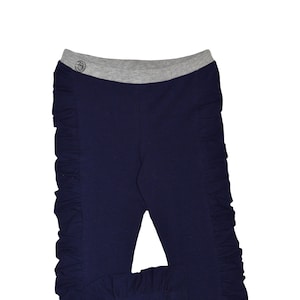 Girls Navy Ruched Legging/// Little Girls Navy Legging/// Baby Girl Navy Ruffled Legging
