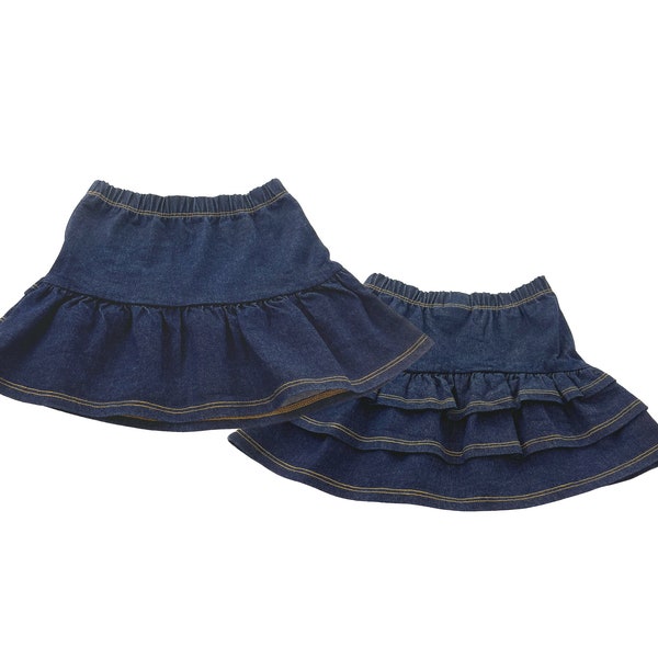 Girls Denim Ruffle Skirt// Toddler Ruffle Skirt// Little Girls Ruffle Back Skirt