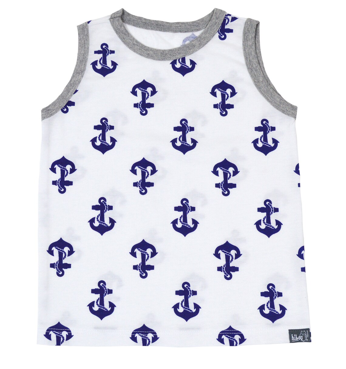 Boys Anchor Tank Top// Little Boy's White Tank With Navy Etsy