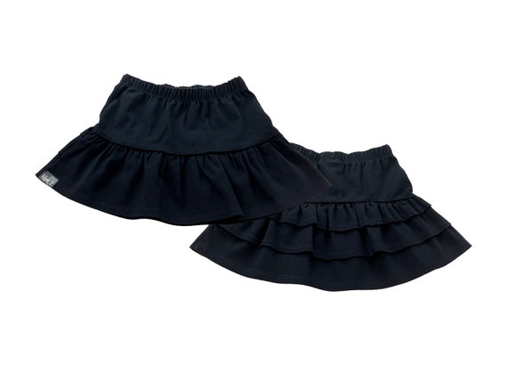 Girls Black Twill Ruffle Skirt Toddler Ruffle Skirt Little Girls Uniform Skirt Etsy Canada