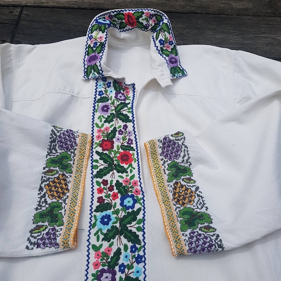 Antique handembroidered folk blouse,dress, Transy