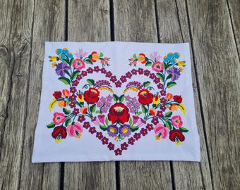 Hungarian hand embroidered Kalocsa pillow case, Love , Wedding pillow,  Heartshaped pillow, Heart-shaped pillow hand embroidered