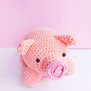 Crochet Pig Pattern, Chubby Piggy Amigurumi with Fluffy yarn, Big Amigurumi, Amigurumi Farm Animals, Crochet Toy DIY image 3