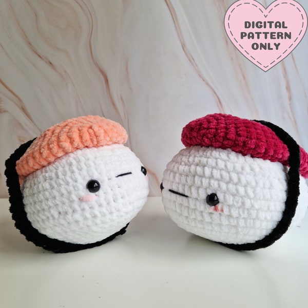 Sushi Fluffy Crochet Pattern, Amigurumi, Sushi, Kawaii, Plush, DIY, Cute, Yarn, Stuffed Toy, Pillow PDF Pattern, Yellow