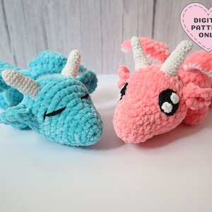 Dragons Crochet Pattern, Kawaii, Sleeping Dragon, Fluffy Yarn Amigurumi, Amigurumi Magical Animals, Monsters, DIY | Amigurumi Forge