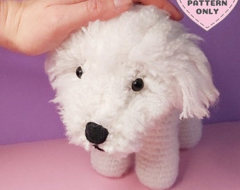 Dog Crochet Pattern, Amigurumi, Bichon Frise, DIY Cute Dog Pattern, Bichon Frise, Puppy, Realistic, Animal, Kawaii