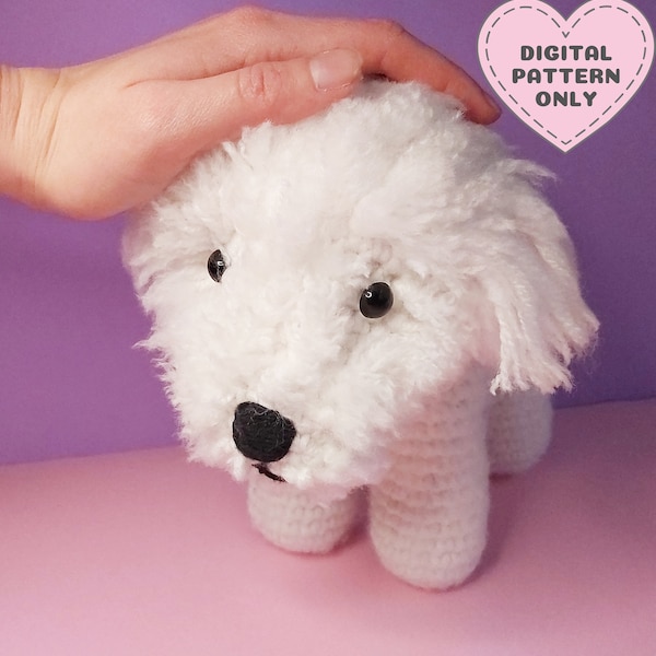 Dog Crochet Pattern, Amigurumi, Bichon Frise, DIY Cute Dog Pattern, Bichon Frise, Puppy, Realistic, Animal, Kawaii