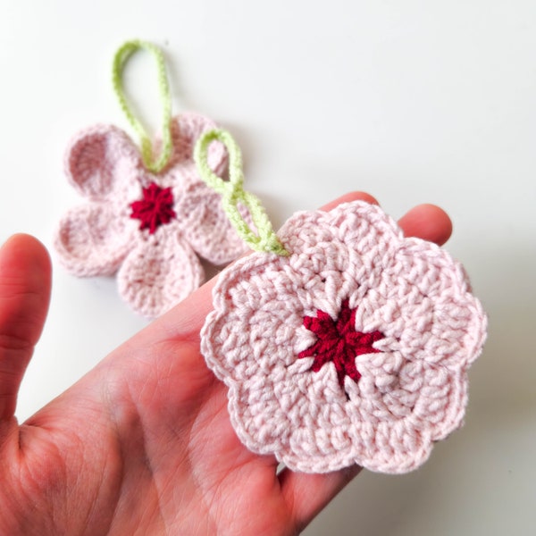 Sakura Crochet Pattern, Cherry Blossom, Kawaii, Bag Charm, Flower