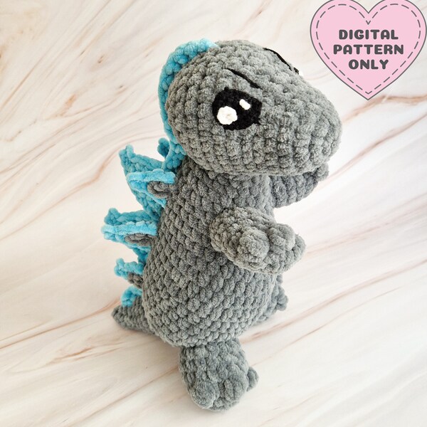 Monster Dinosaur Crochet Pattern, Amigurumi, Velvet Pattern, Cute but Creepy