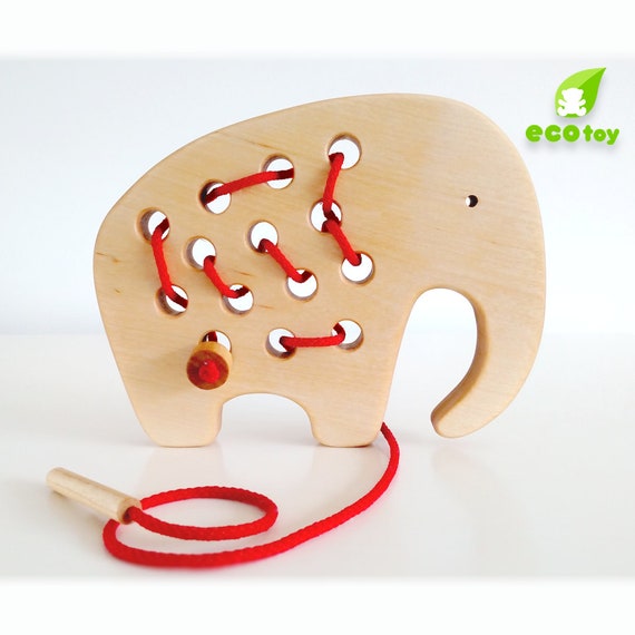 Montessori Baby Toys Wooden Lacing Toy Educational Toy Etsy