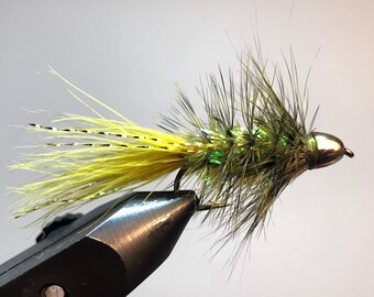 3 Pack of Olive Cone Head Wooly Bugger, Streamer