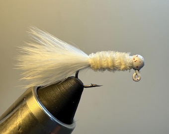3 Pack of White Jigs, Trout Fly, Bluegill Fly, Fly Fishing Fly