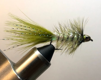 3 Pack of White Body Cone Head Wooly Bugger, Streamer