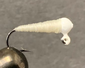 3 Pack of White Thread Jigs, Q-Tip fly, trout fly, fishing jig, fly fishing fly, mini jig, micro jig