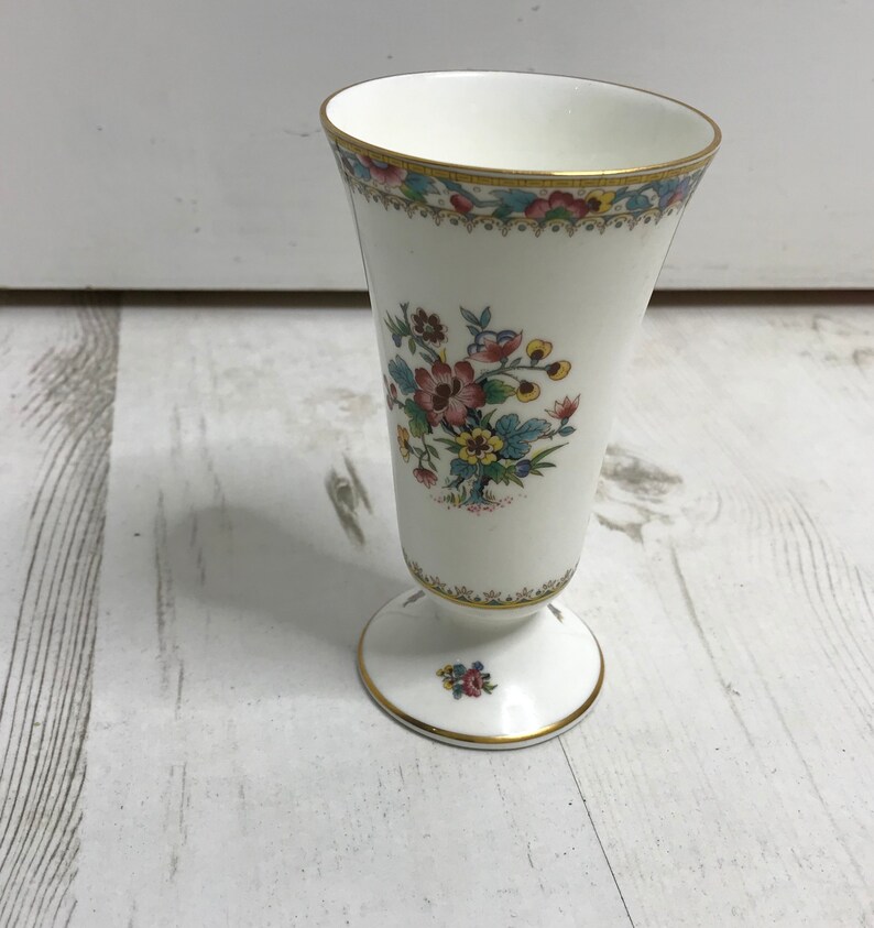Coalport Vase Cup England Ming Rose Bone China Floral Trumpet Etsy