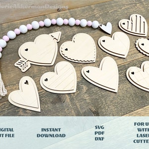 Valentine&#39;s Day Gift Basket Tag SVG bundle, Valentine cut file, Wood Heart SVG **Digital File Only