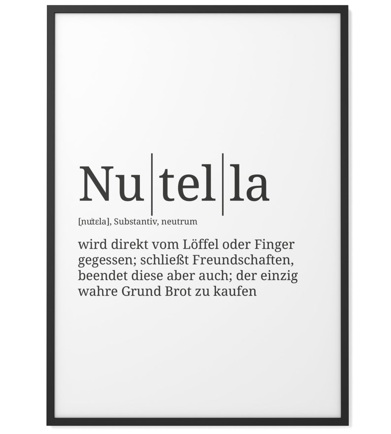 Definition Nutella Format wählbar Premium SpruchPoster Etsy.de