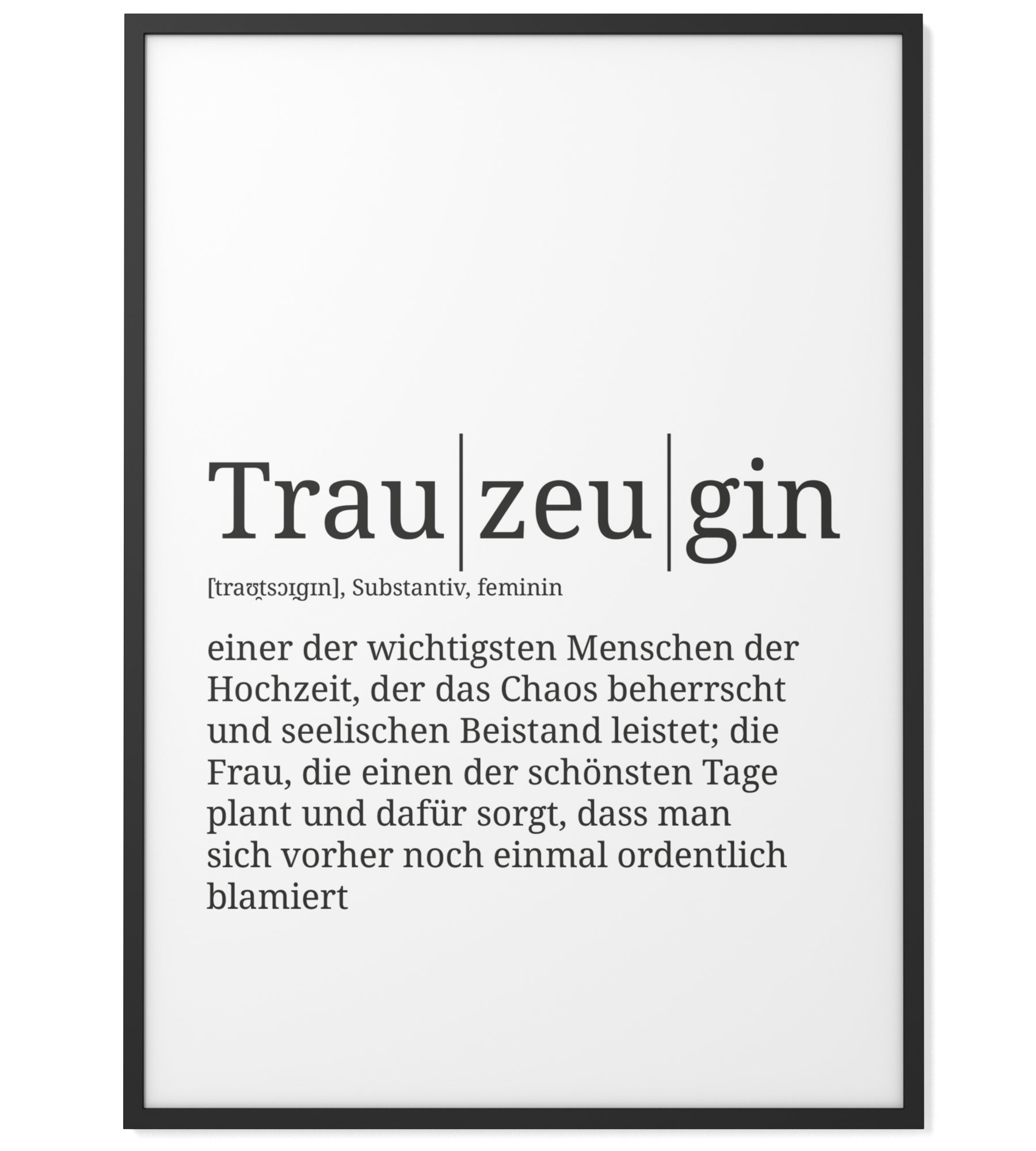 Definition Trauzeugin Format wählbar Premium Etsy