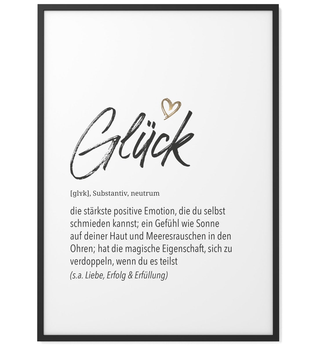 HerzDefinition Glück Format wählbar Premium SpruchPoster für