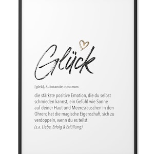 HerzDefinition Glück Format wählbar Premium SpruchPoster für