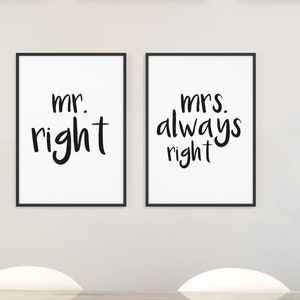 Spruch-Poster Set Mr. & Mrs. Always Right Bilder optional mit Rahmen Wanddeko für Wohnzimmer, Schlafzimmer, Küche Bild 6