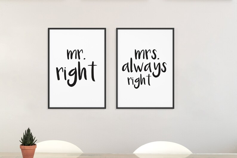 Spruch-Poster Set Mr. & Mrs. Always Right Bilder optional mit Rahmen Wanddeko für Wohnzimmer, Schlafzimmer, Küche Bild 6