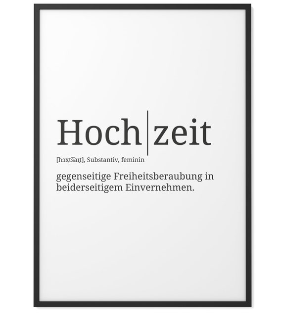 Definition Hochzeit Format Wählbar Premium Spruchposter Etsy
