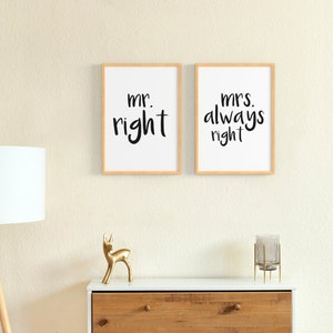 Spruch-Poster Set Mr. & Mrs. Always Right Bilder optional mit Rahmen Wanddeko für Wohnzimmer, Schlafzimmer, Küche Bild 7