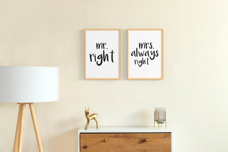 Spruch-Poster Set Mr. & Mrs. Always Right Bilder optional mit Rahmen Wanddeko für Wohnzimmer, Schlafzimmer, Küche Bild 7