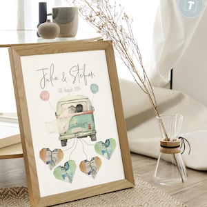 Personalisiertes Geldgeschenk fürs Brautpaar, Größe und Rahmen wählbar, Geschenk zur Hochzeit, Bild Just Married „Wedding Money“