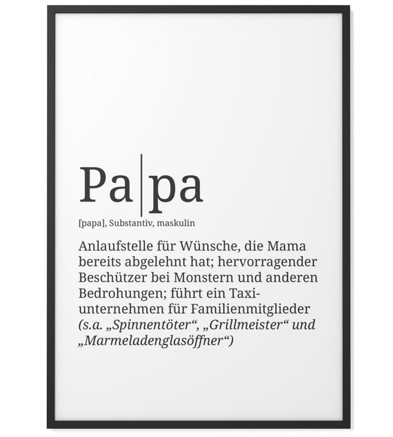 Definition Papa Format wählbar Premium SpruchPoster für Etsy.de