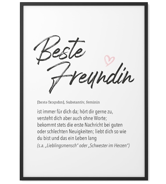 Herzdefinition Beste Freundin Format Wählbar Premium Etsy