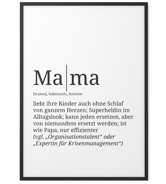 Definition Mama Format wählbar Premium SpruchPoster für Etsy France