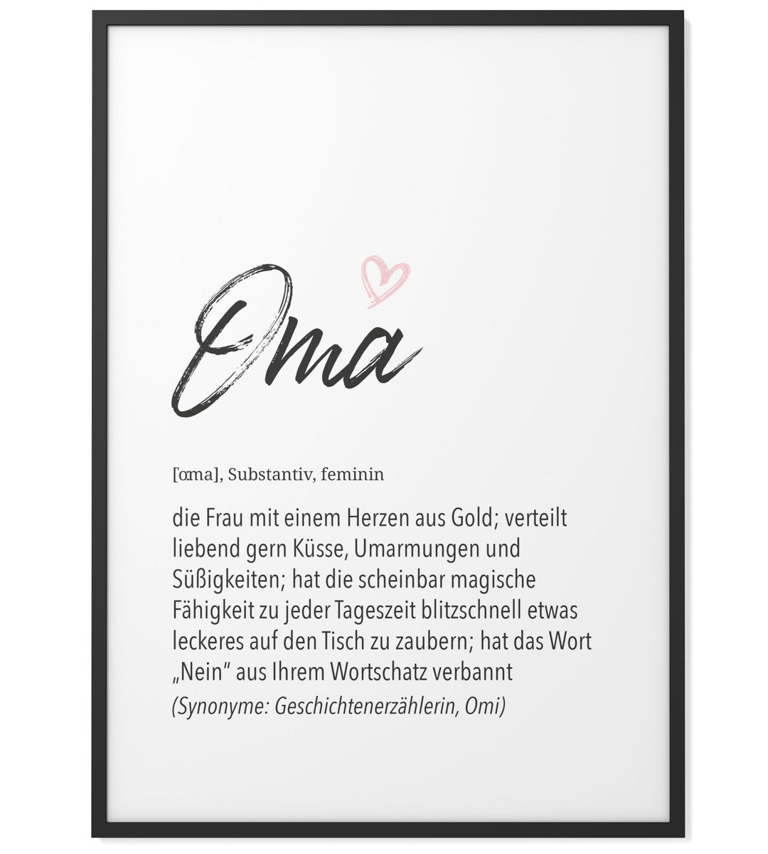 HerzDefinition Oma Format wählbar Premium SpruchPoster für Küche
