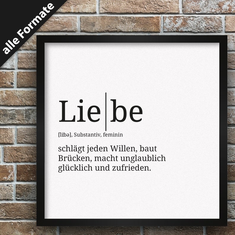 Definition Liebe Format wählbar Premium SpruchPoster für Etsy
