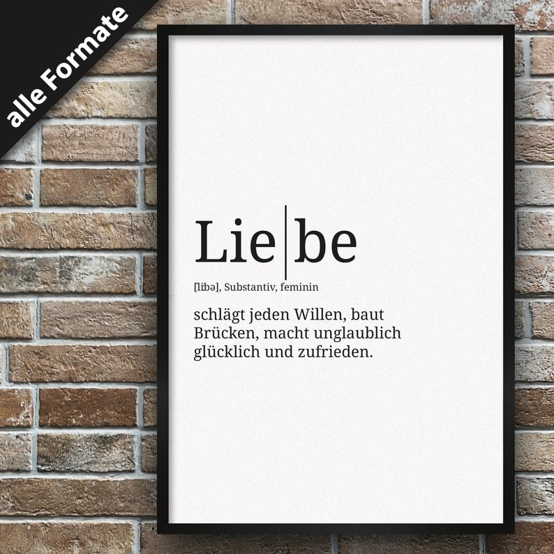 Definition Liebe Format wählbar Premium SpruchPoster für Etsy