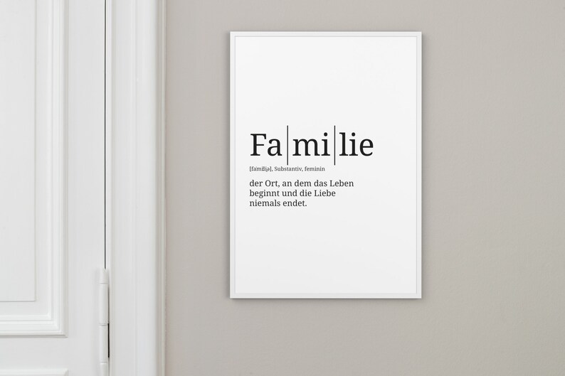 Definition: Familie Format wählbar Premium Spruch-Poster für Küche Wohnzimmer oder WG Kunstdruck für den Bilderrahmen Bild 7