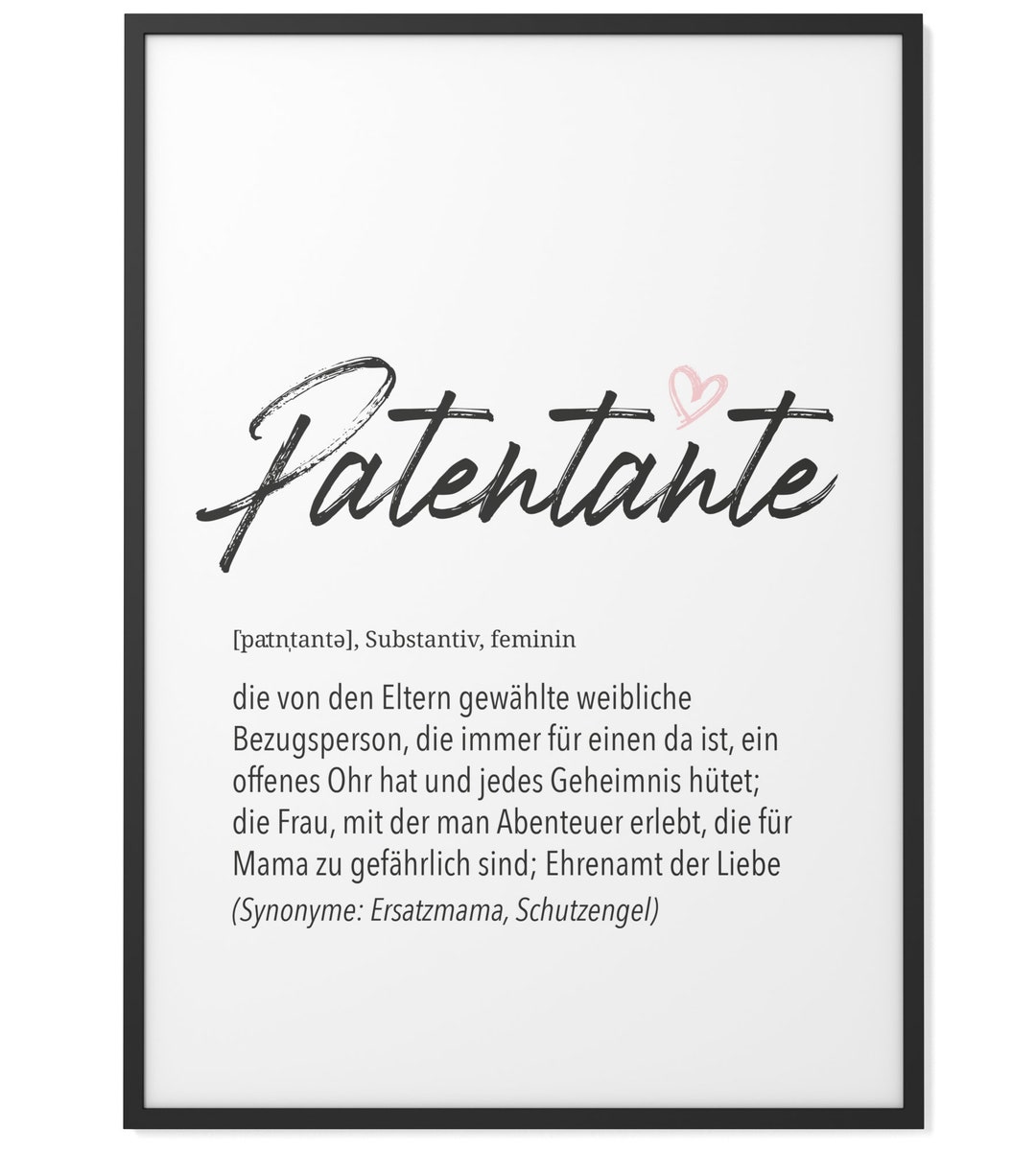 HerzDefinition Patentante Format wählbar Premium SpruchPoster