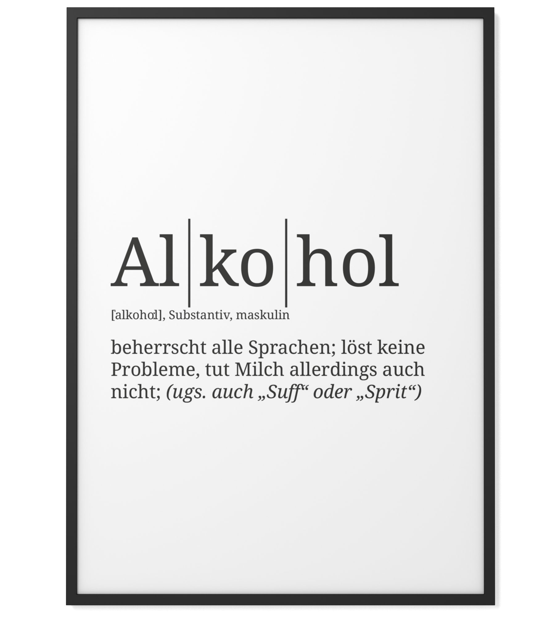 Definition Alkohol Format wählbar Premium SpruchPoster Etsy