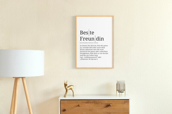Beste Freundin Definition Poster DIN A4 - Lustiges Wandbild Mit Spruch Fürs Zimmer Ohne Rahmen