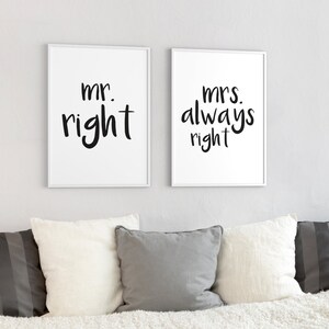 Spruch-Poster Set Mr. & Mrs. Always Right Bilder optional mit Rahmen Wanddeko für Wohnzimmer, Schlafzimmer, Küche Bild 2