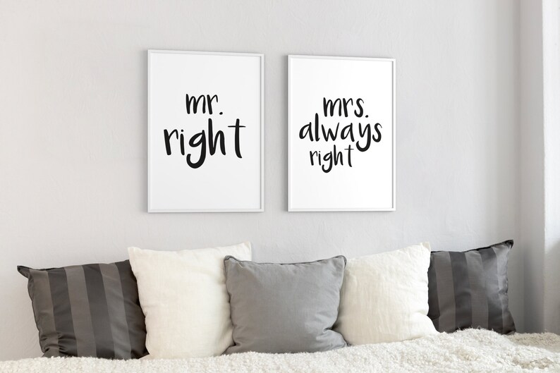 Spruch-Poster Set Mr. & Mrs. Always Right Bilder optional mit Rahmen Wanddeko für Wohnzimmer, Schlafzimmer, Küche Bild 2