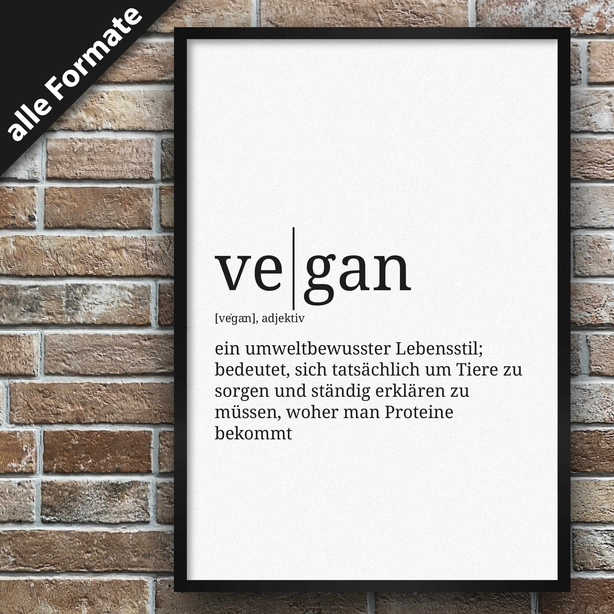 Definition vegan Format wählbar Premium SpruchPoster für Etsy