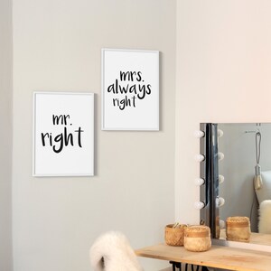 Spruch-Poster Set Mr. & Mrs. Always Right Bilder optional mit Rahmen Wanddeko für Wohnzimmer, Schlafzimmer, Küche Bild 4