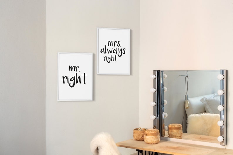 Spruch-Poster Set Mr. & Mrs. Always Right Bilder optional mit Rahmen Wanddeko für Wohnzimmer, Schlafzimmer, Küche Bild 4