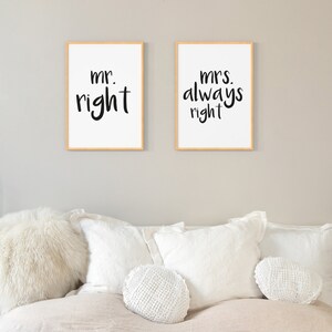 Spruch-Poster Set Mr. & Mrs. Always Right Bilder optional mit Rahmen Wanddeko für Wohnzimmer, Schlafzimmer, Küche Bild 5